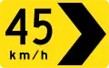 (D4-V110) Curve marker with Advisory Speed (right) (Used in Victoria)