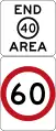 40km/h制限エリアここまで（60km/h制限ここから）（西オーストラリア州）