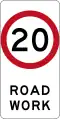 (R4-212) 道路工事につき20km/h規制（ニューサウスウェールズ州）
