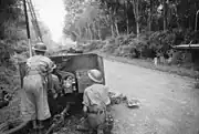 ムアールの戦いにてオーストラリア陸軍第8師団のQF 2ポンド砲によって撃破された九五式軽戦車