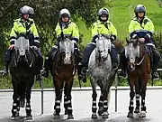 警備を行うオーストラリアの騎馬警官