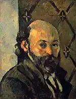 『オリーヴ色の壁紙の自画像』1880-81年。33.6 × 26&nbsp;cm。ナショナル・ギャラリー (ロンドン)。