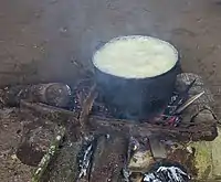 エクアドル・ナポ州での アヤワスカ調理風景。