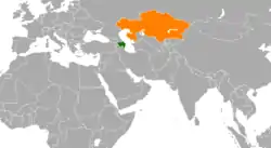 AzerbaijanとKazakhstanの位置を示した地図