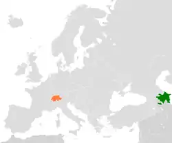AzerbaijanとSwitzerlandの位置を示した地図