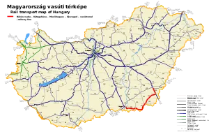 ベーケーシュチャバ - ケーテジハーザ - メゼーヘジェシュ - ウーイセゲド線の路線図