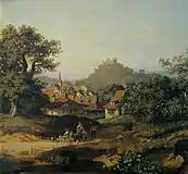 Blick über Oberweiler auf Burg Baden