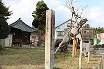 天然記念物石碑と馬場ザクラ。2023年10月25日撮影。