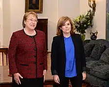チリのミシェル・バチェレ大統領と（2014年7月22日）