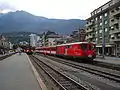 スイス国鉄の駅前広場にあるマッターホルン・ゴッタルド鉄道のブリーク駅