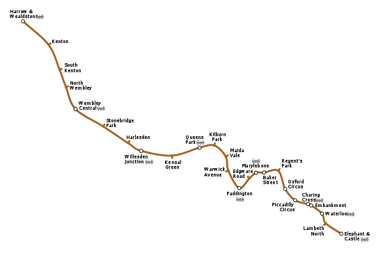 ベーカールー線の路線図