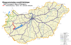 バラトンセントジェルジ - タポルツァ - ウク線の路線図