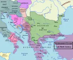 バルカン半島周辺の地図。ピンク色の箇所がクロアチア公国。