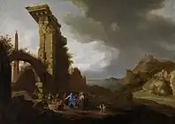 「キリストとカペナウムの百人隊長のいるローマの風景」カールスルーエ州立美術館蔵