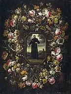 カミロ・デ・レリスを描いた花環作品(1675/1680)プラド美術館蔵