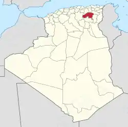 Map of Algeria highlighting Batna