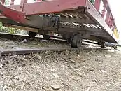 木材と車輪の摩擦がブレーキ