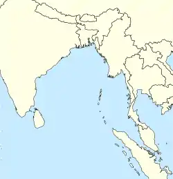 テンディグリー海峡の位置（ベンガル湾内）