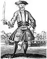 「黒髭」で知られる海賊エドワード・ティーチ。ベンジャミン・コールによる版画（1724年版）