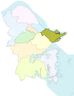 寧波市中の北侖区の位置
