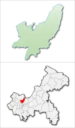 重慶市中の北碚区の位置