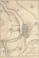 「1758年6月28日のデュッセルドルフ砲撃の地図」、1766年の銅版画。