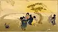 「Japanese children flying kites.1(凧揚げをする日本の子どもたち1)」1913年