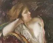 「ソファーで想う女」: (c.1890)