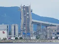 大根島から中海越しに見た江島大橋