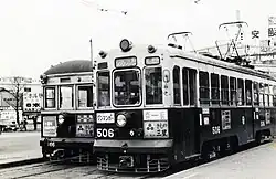 大分駅前停留所に止まる別大電車