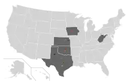 ビッグ12カンファレンスBig 12 Conference locations