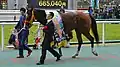 高松宮記念優勝レイ左 仲田雅興・右 犬山純也助手