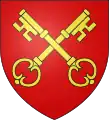 イン・サルタイアー （交差）Gules two keys argent in saltire