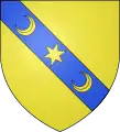 バクルー伯爵スコット家の紋章(Ancestral Scott arms: Or on a bend azure a mullet of six points between two crescents of the field)