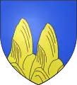 二つの黄金のおっぱい形の山(Mamelons)をあしらったかつてのコミューンであるLa Colle-Saint-Michel(フランス語版)の紋章。