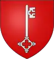 イン・ペイル （垂直）Gules a key in pale the wards upwards and to the sinister argent