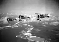 アメリカ海軍のアクロバット飛行隊“スリー・シーホークス”の機体1928年の撮影