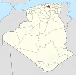 Map of Algeria highlighting Bordj Bou Arréridj