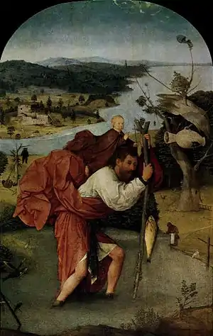『聖クリストフォロス』 , 1490-1500年頃, ヒエロニムス・ボス