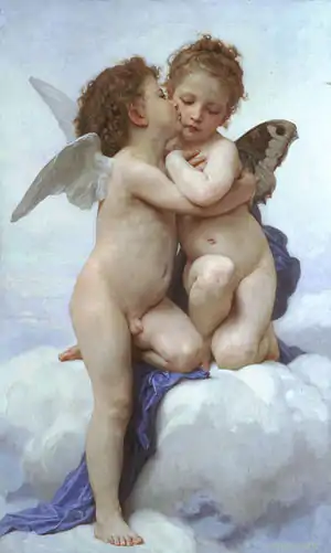 ブグロー『アムールとプシュケー、子供たち』、別名『ファーストキス』、1890年。