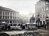 開業当初の馬車鉄道（1879年撮影）