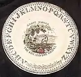 本作をデザインに採用した皿/1880年の作。ブラウンヒルズ陶器。