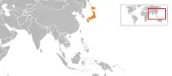 BruneiとJapanの位置を示した地図