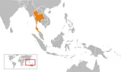 BruneiとThailandの位置を示した地図