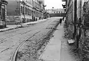 戦争により甚大な被害を被ったミンスク市内と路面電車（1943年撮影）