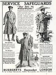 1916年のタイロッケンコート/海軍士官服/トレンチコートの広告