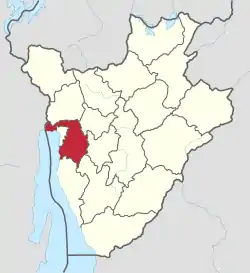 ブジュンブラ近郊県の位置