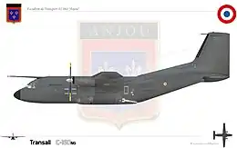 図説：C-160&nbsp;/ フランス空軍 第61輸送航空団第3飛行隊「ポワトゥー」 (fr) 所属機。図説：C-160NG&nbsp;/ 同じく 第64輸送航空団第2飛行隊「アンジュー」 (fr) 所属機。