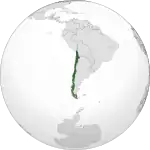 南アメリカにおけるチリの地図