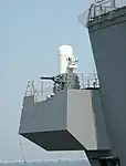 艦尾CIWS甲板より低い、艦尾スポンソン上に装備するため射角は限られる